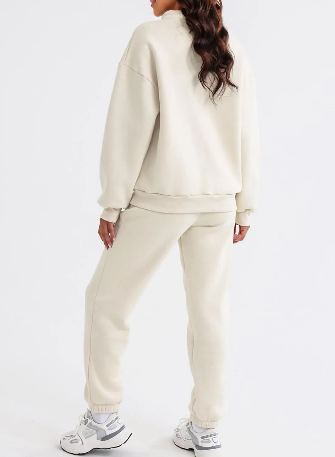 Aleumdr Women 2 Piece Outfits Sweatsuit Oversized Half Zip Pullover Long Sleeve Sweatshirt Jogger Pants Set with Pockets