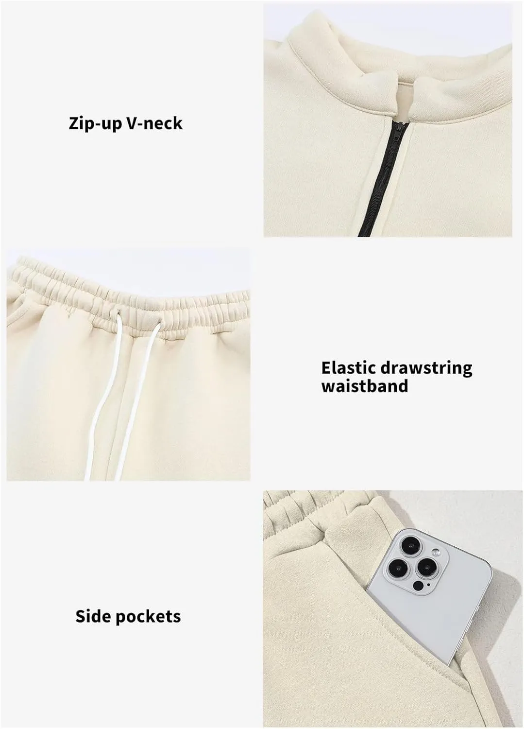 Aleumdr Women 2 Piece Outfits Sweatsuit Oversized Half Zip Pullover Long Sleeve Sweatshirt Jogger Pants Set with Pockets