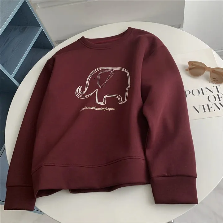 Amozae-Autumn Casual Outfits Amozae-Women's Air Layer Elephant Sweatshirt, Loose Casual Pullover, Round Neck Top, Autumn