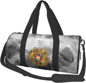 Armenian National Emblem Convertible Garment Bag with Shoulder Strap, Carry on Garment Duffel Bag for Men Women - Rolling Foldable for Travel Luggage Bags (Black)
