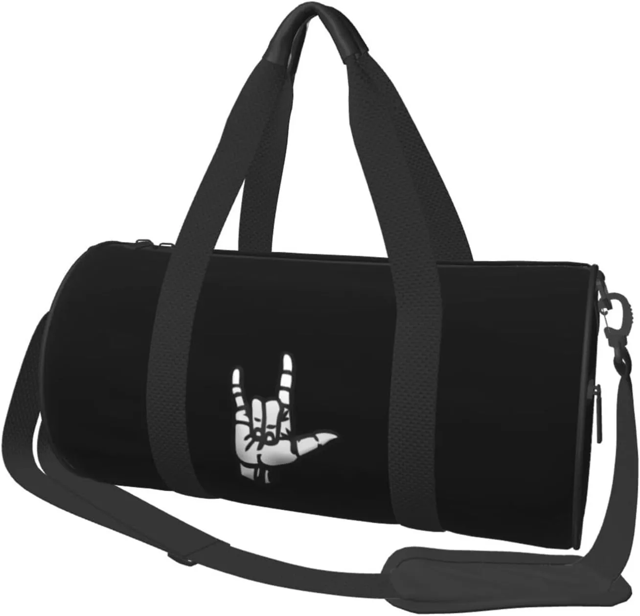 ASL I Love You Sign Language Convertible Garment Bag with Shoulder Strap, Carry on Garment Duffel Bag for Men Women - Rolling Foldable for Travel Luggage Bags (Black)