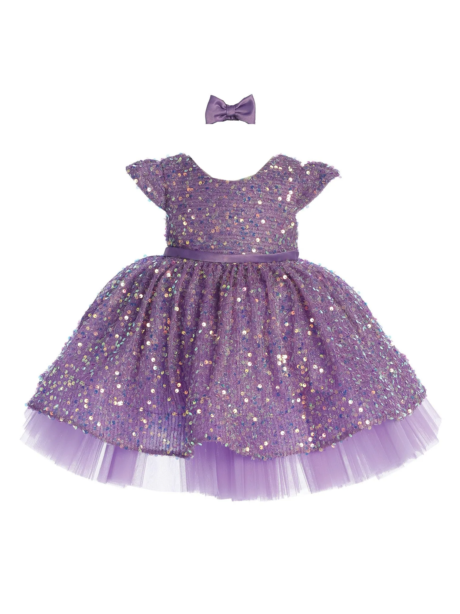 Baby Girls Multi Color Soft Sequin Adorned Flower Girl Dress 6-24M