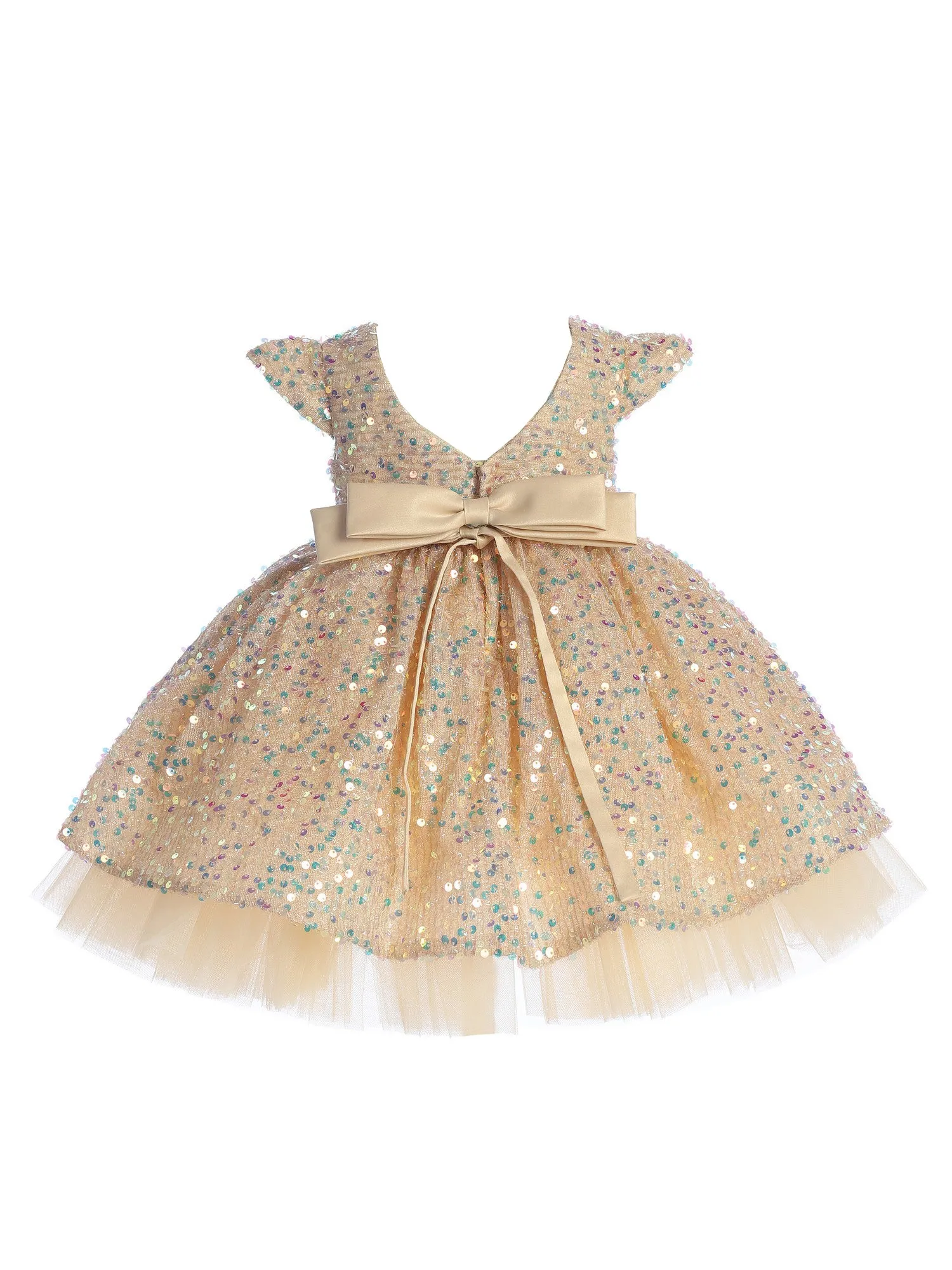 Baby Girls Multi Color Soft Sequin Adorned Flower Girl Dress 6-24M