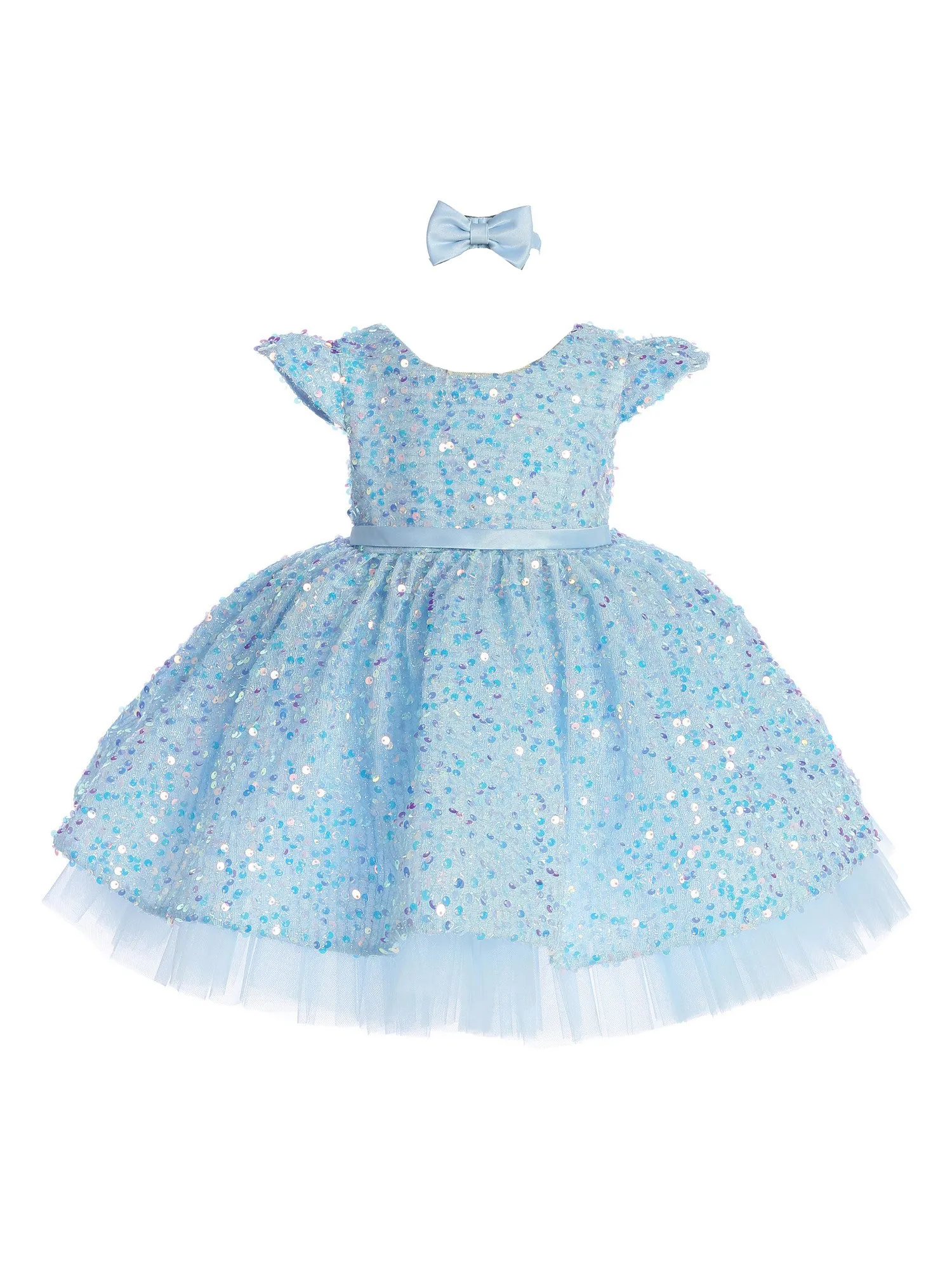 Baby Girls Multi Color Soft Sequin Adorned Flower Girl Dress 6-24M