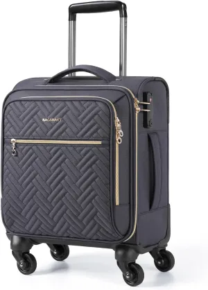 BAGSMART Underseat Carry On luggage Airline approved, 16-inch Softside Underseater Travel Suitcase with Spinner Wheels Lightweight Overnight Bag Small Rolling Carry-on for Women Men Weekender,Grey