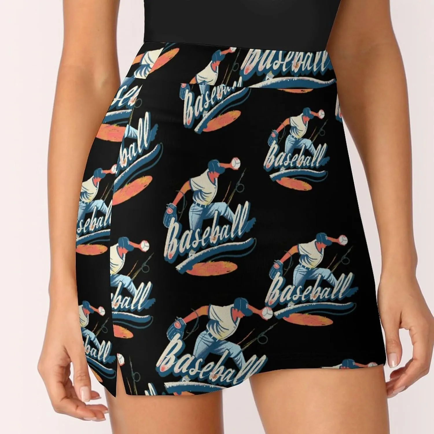 Baseball Game Day Women's Skort Athletic Skirt Golf Skorts A-line Skirts with Built-in Shorts Pockets