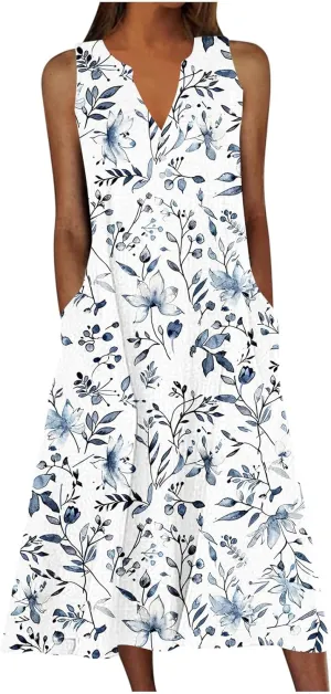 Beach Sundresses for Women 2025 Vacation Loose Flowy Midi Sun Dress Casual Plus Size Summer Boho Long Dresses Trendy