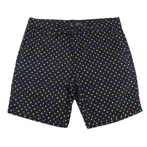 Black Colorful Squares Print Shorts