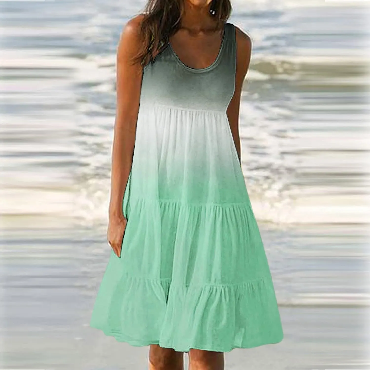 Boho Summer Dresses for Women Plus Size Cute Petite Beach Dress Plus Size Sleeveless Sundresses Flowy Midi Dress