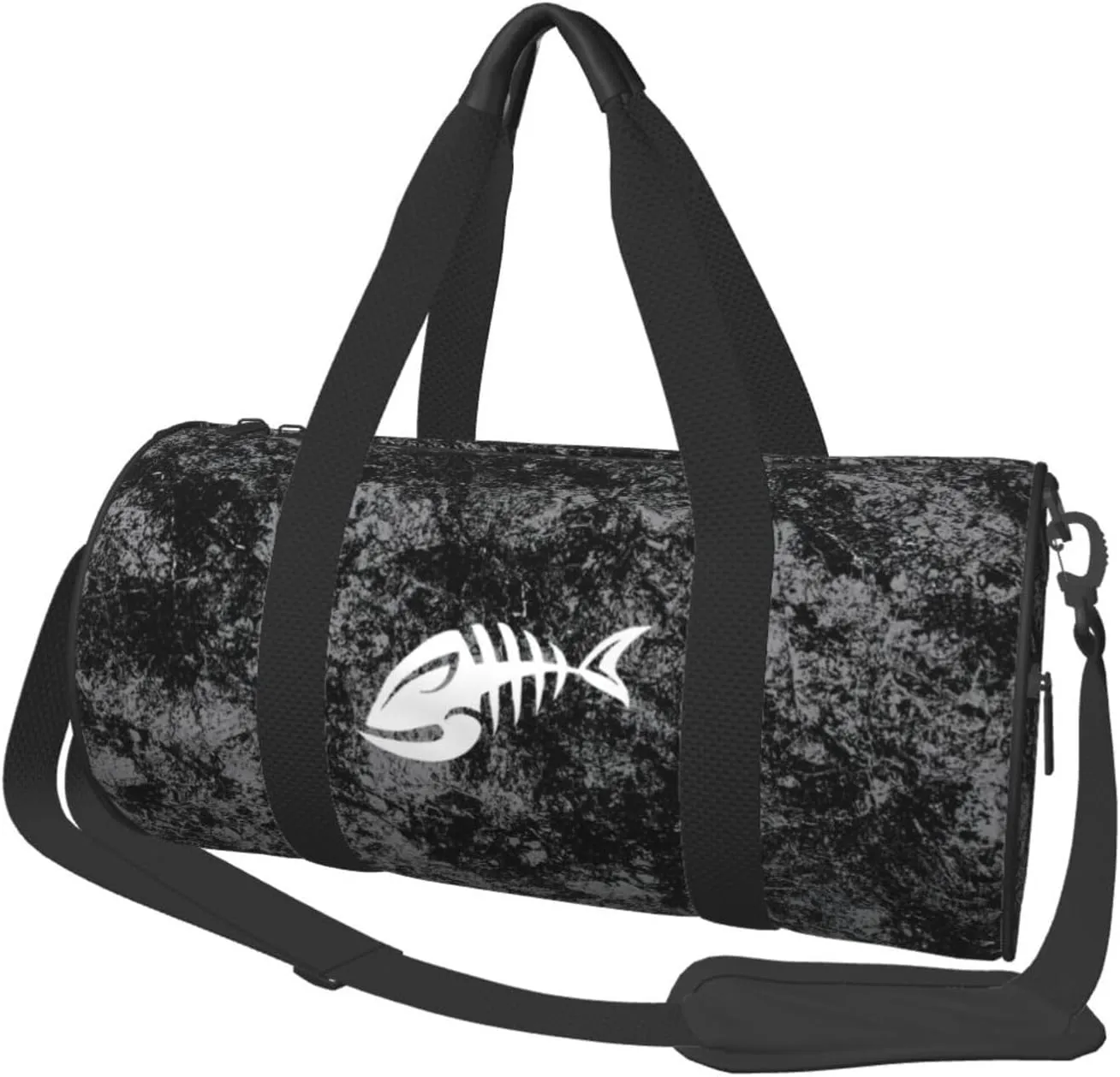 Bone Fish Skeletons Convertible Garment Bag with Shoulder Strap, Carry on Garment Duffel Bag for Men Women - Rolling Foldable for Travel Luggage Bags (Black)