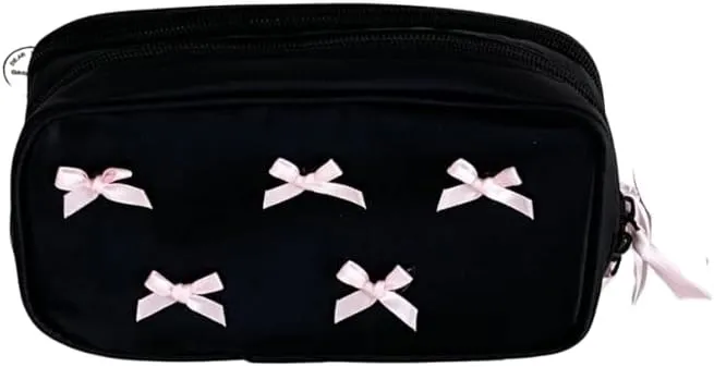 Bow Makeup Bag for Women, Cute Bow Cosmetic Purse, Large Capacity Bow Travel Toiletry Bag, Storage Pouch for Pencil (S)