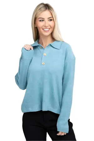 Brushed Melange Hacci Collared Sweater