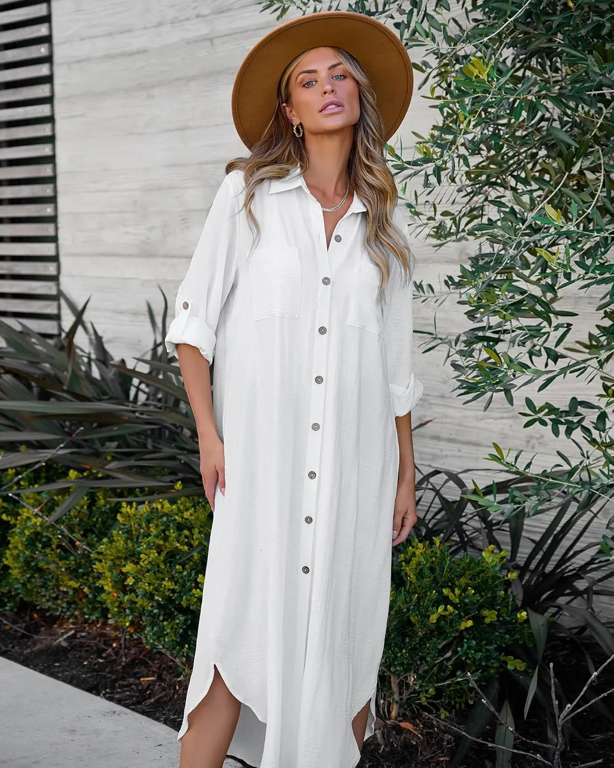 Bsubseach Swimsuit Coverup for Women 2025 Casual Dresses Button Down Beach Dress Long Kimonos Cardigans with Pockets