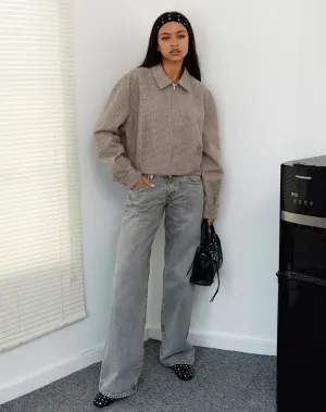 Carlo Cropped Jacket in Check Brown