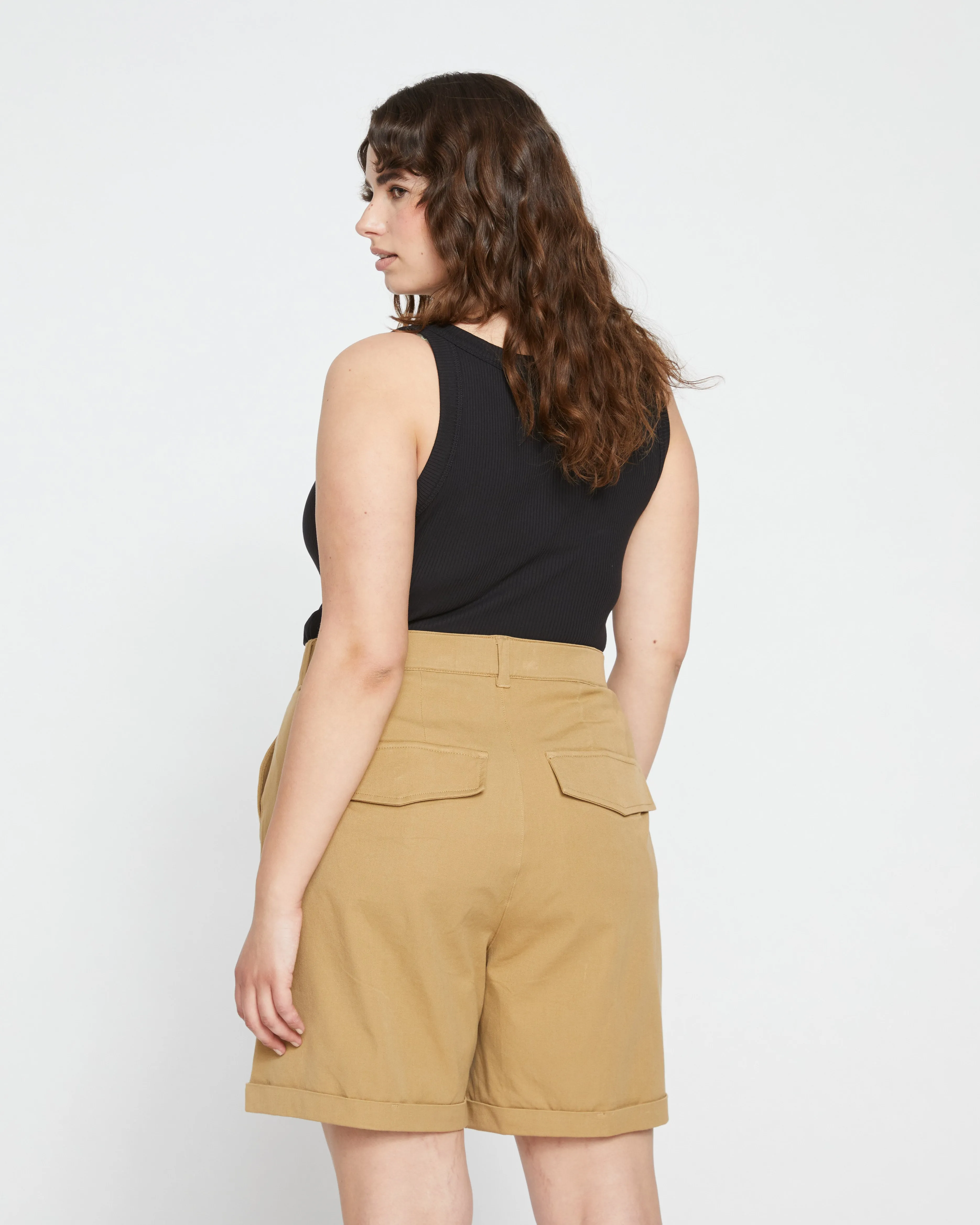 Casual Stretch Twill Shorts - Vintage Khaki