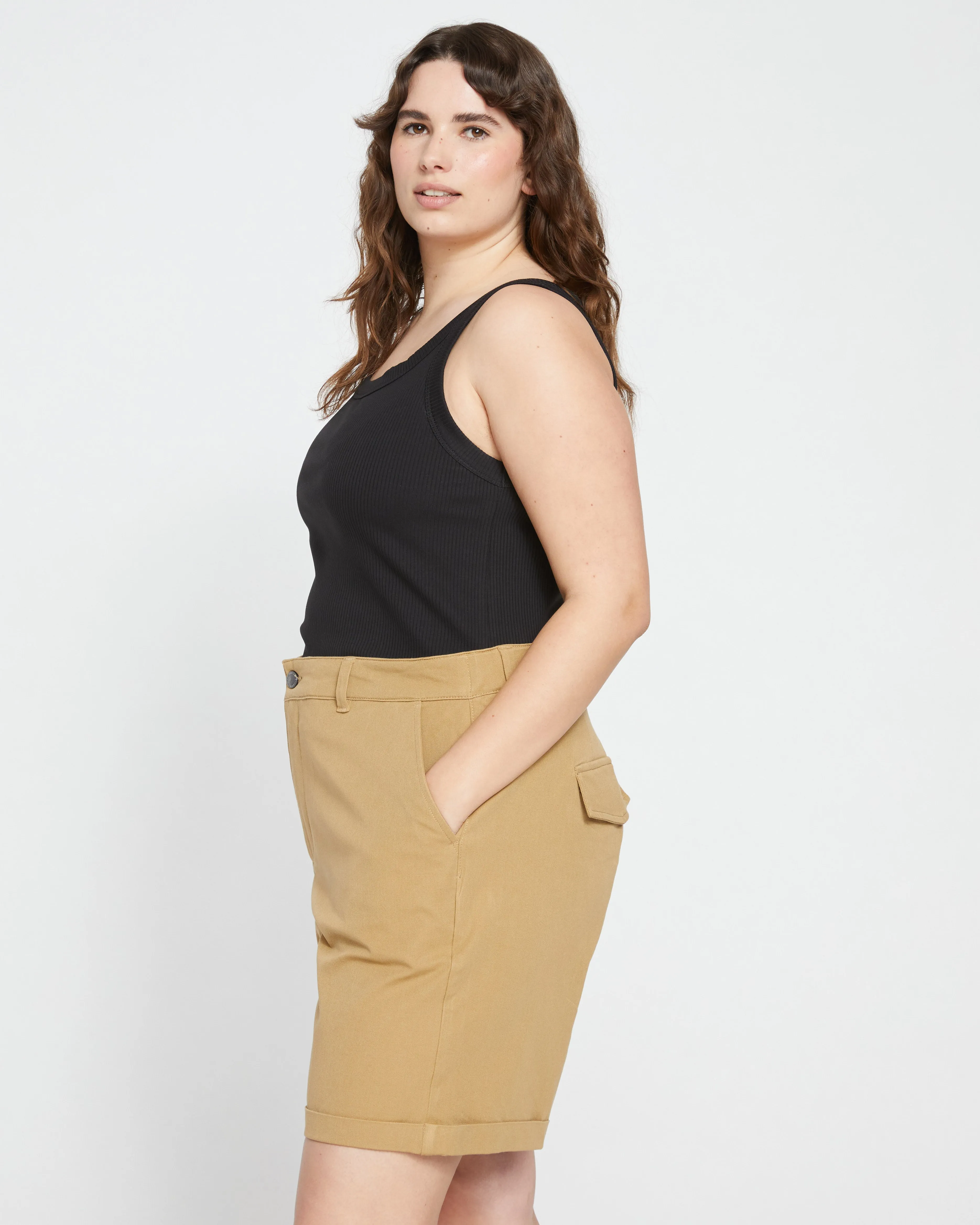 Casual Stretch Twill Shorts - Vintage Khaki