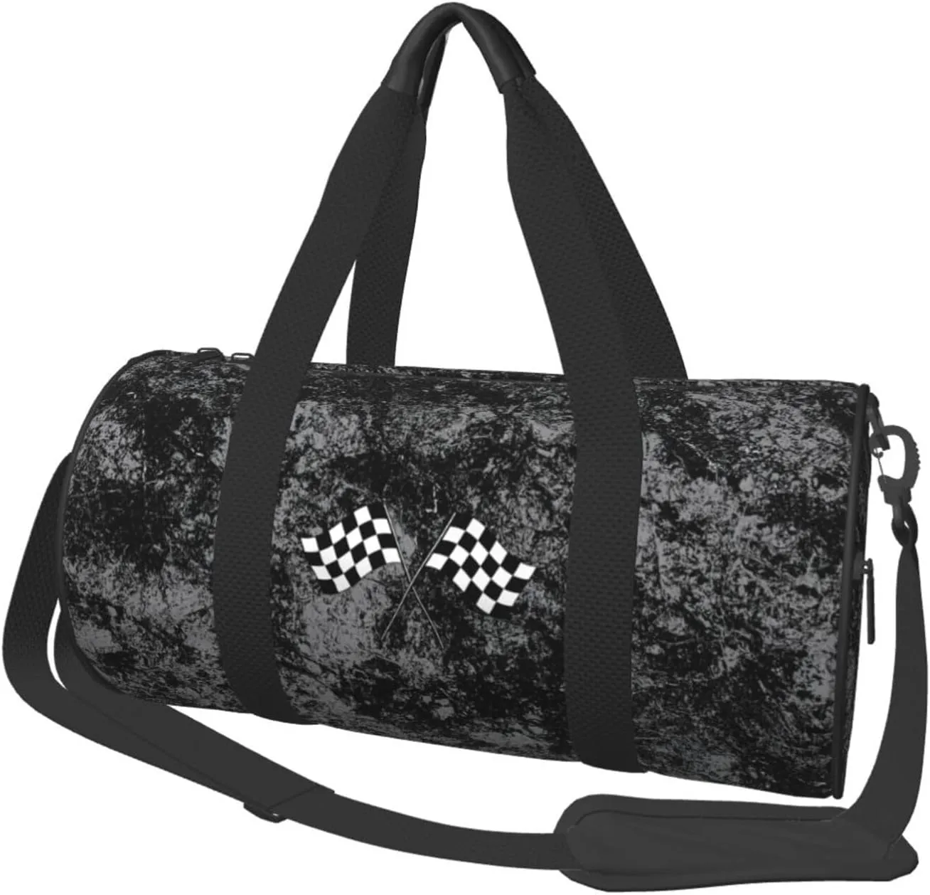 Checkered Flags Convertible Garment Bag with Shoulder Strap, Carry on Garment Duffel Bag for Men Women - Rolling Foldable for Travel Luggage Bags (Black)