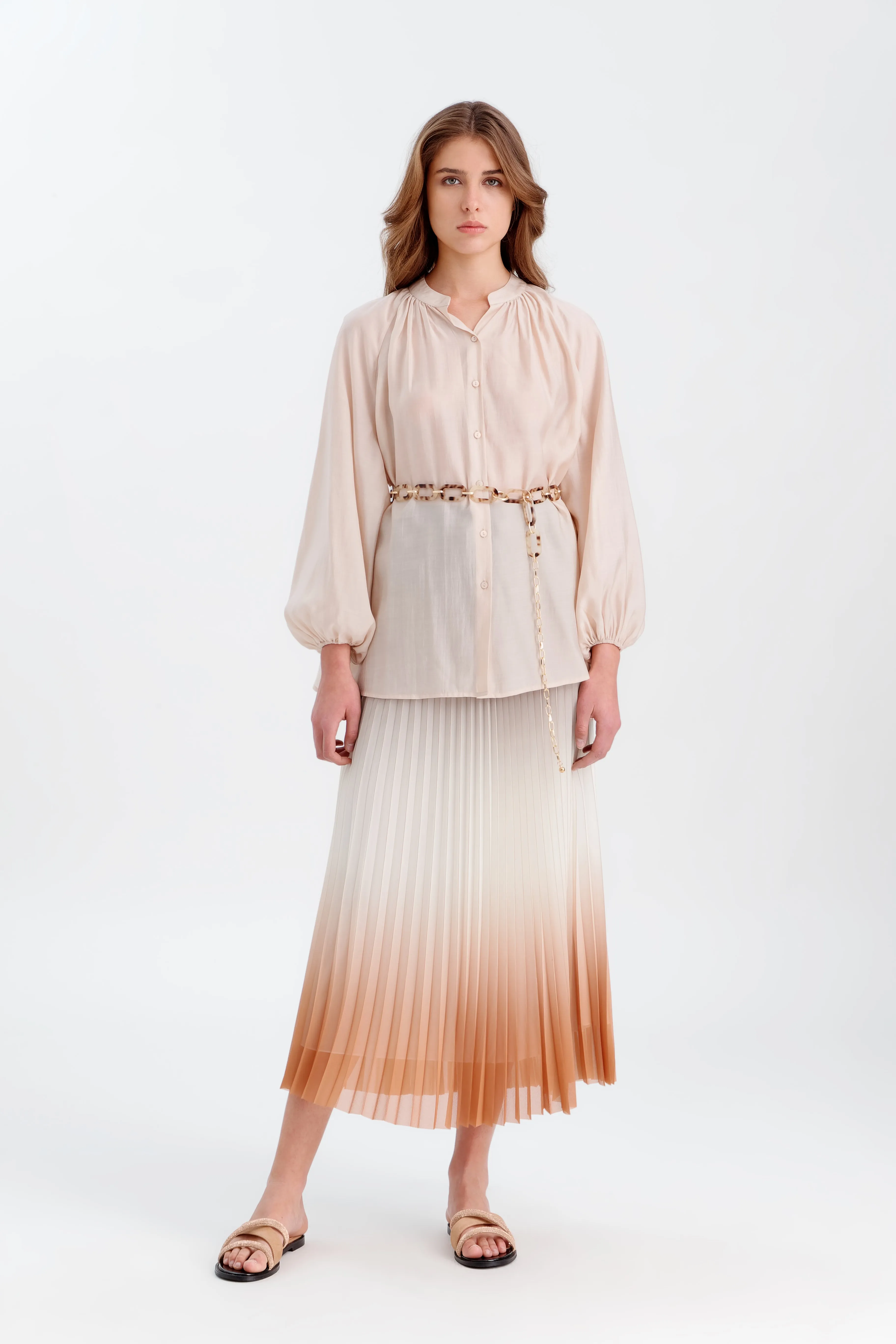 Choice Loose Fit Soft Solid Blouse Light Beige