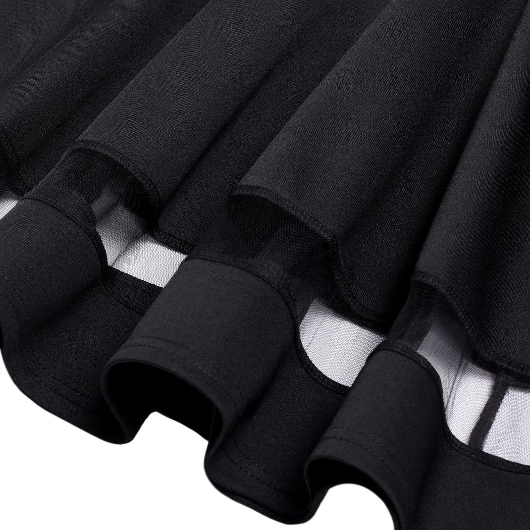 Clearance Stylish Women Sexy Long Sleeve High Waist Casual Patchwork Mini Pleated Dress