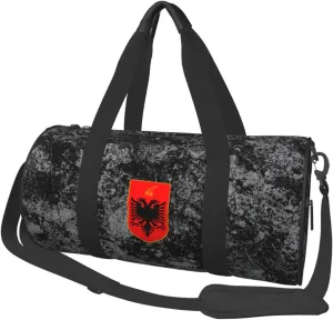 Coat of Arms of Albania Convertible Garment Bag with Shoulder Strap, Carry on Garment Duffel Bag for Men Women - Rolling Foldable for Travel Luggage Bags (Black)