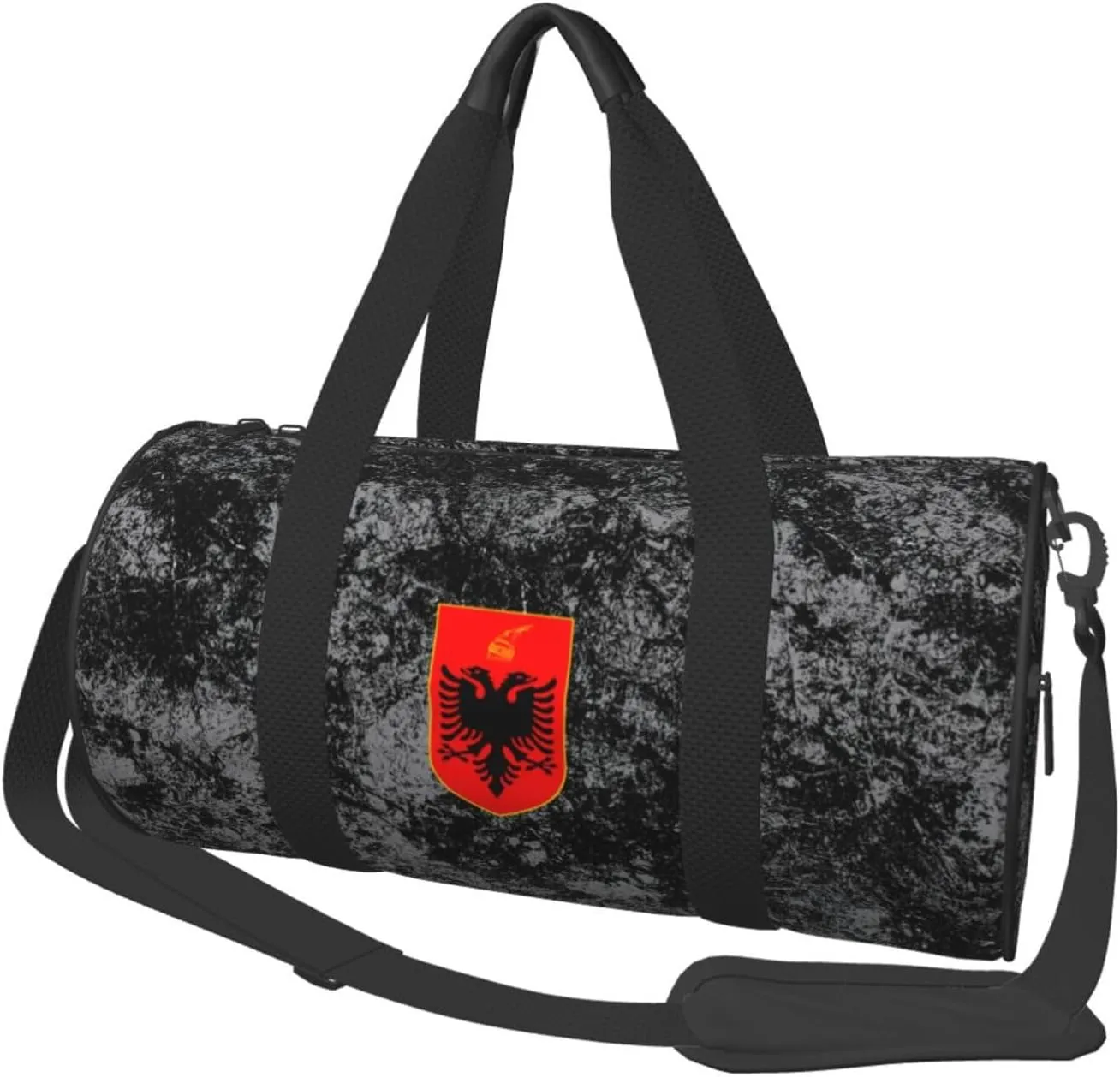 Coat of Arms of Albania Convertible Garment Bag with Shoulder Strap, Carry on Garment Duffel Bag for Men Women - Rolling Foldable for Travel Luggage Bags (Black)