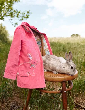 Collared Cord jacket-Rose Pink Bunnies