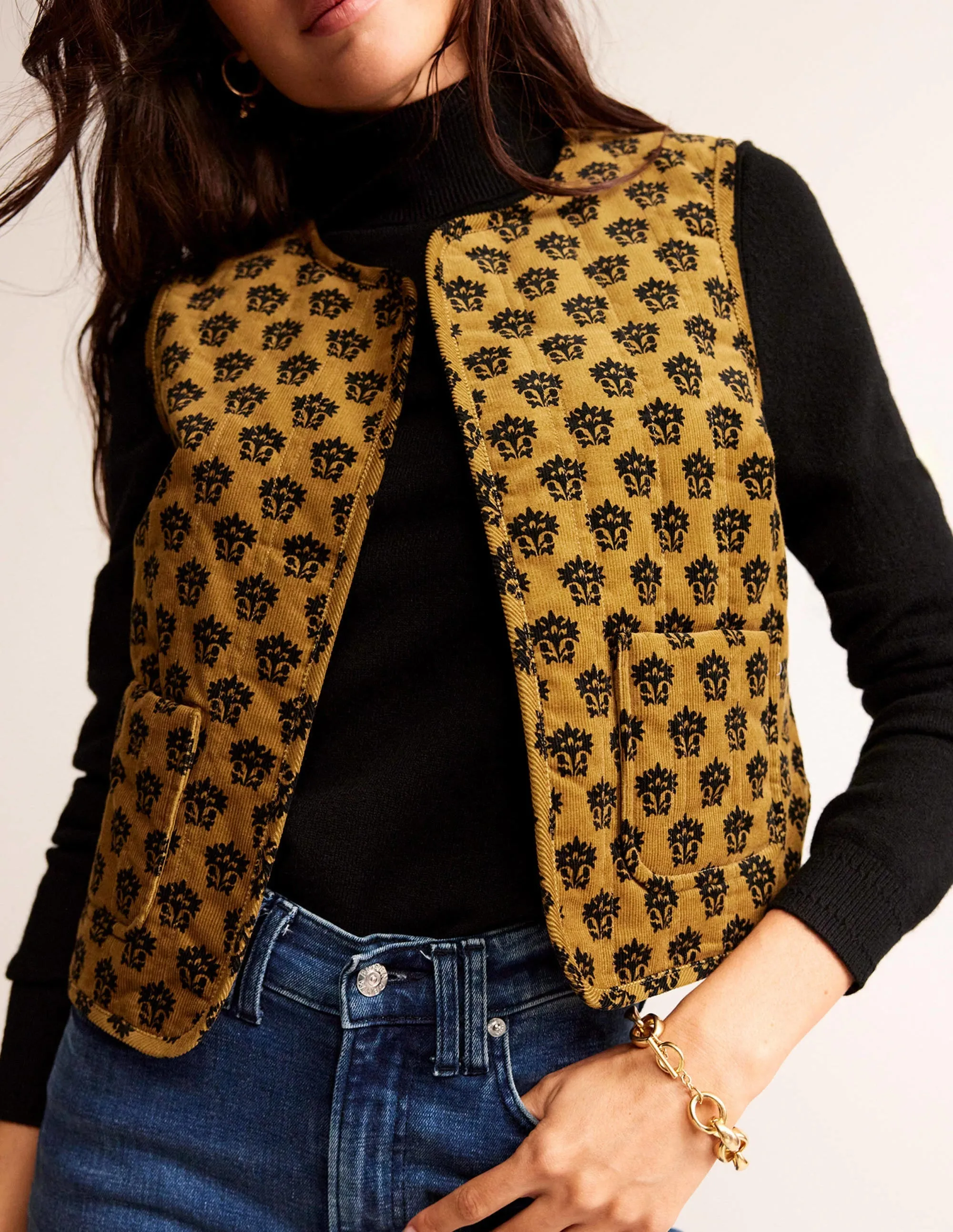 Cord Vest-Golden Olive, Lily
