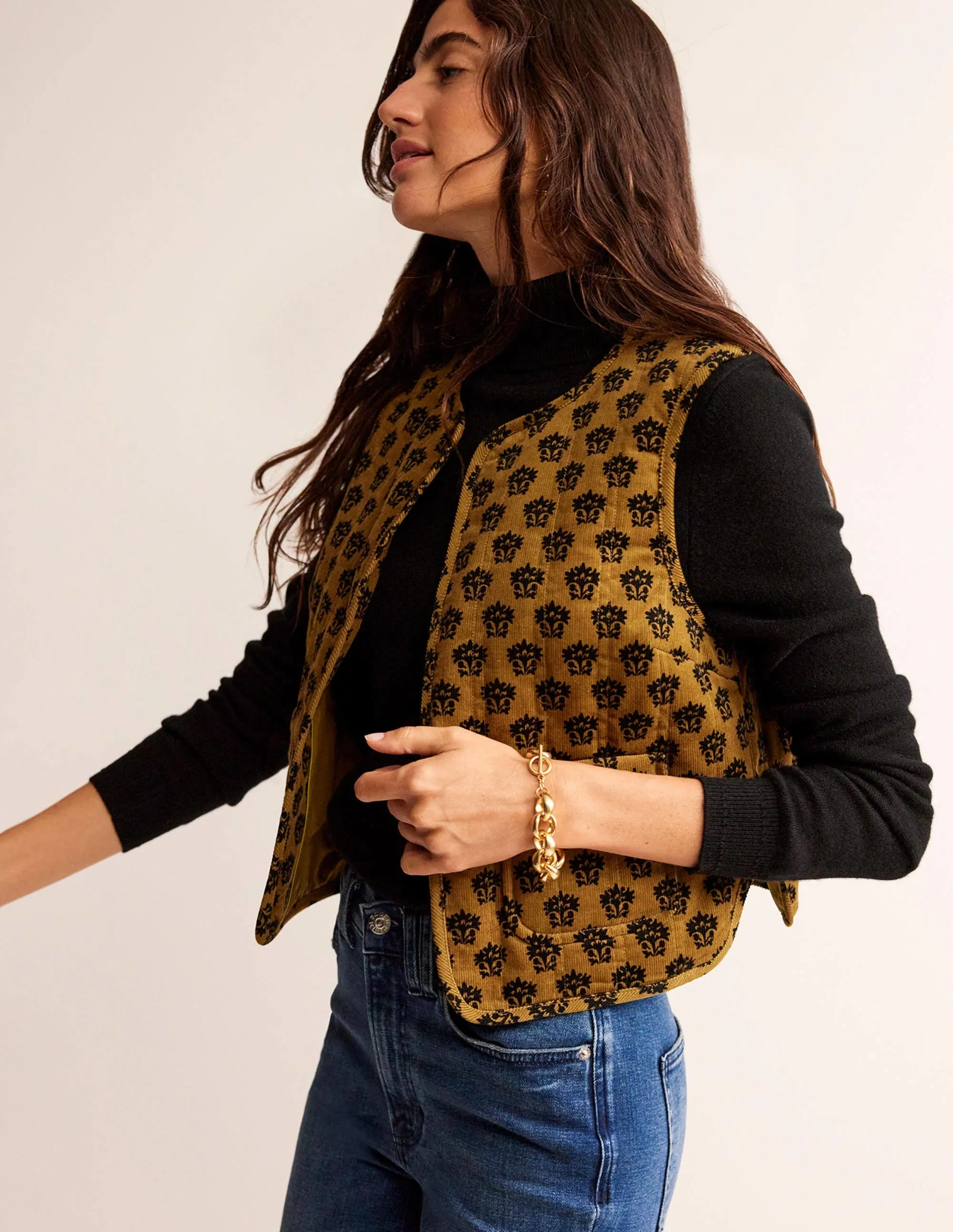 Cord Vest-Golden Olive, Lily