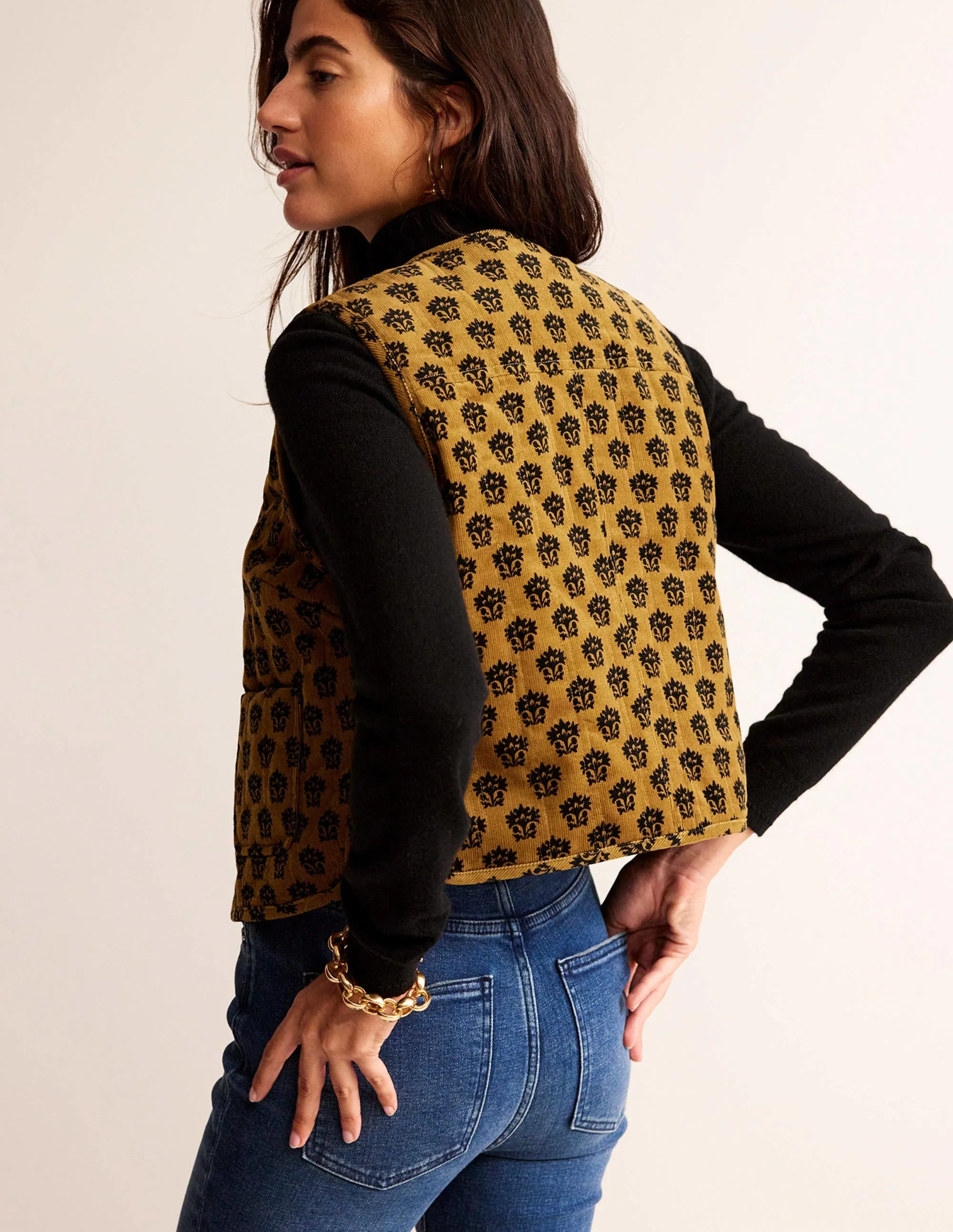 Cord Vest-Golden Olive, Lily