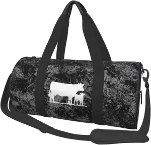 Cow with Calf Convertible Garment Bag with Shoulder Strap, Carry on Garment Duffel Bag for Men Women - Rolling Foldable for Travel Luggage Bags (Black)