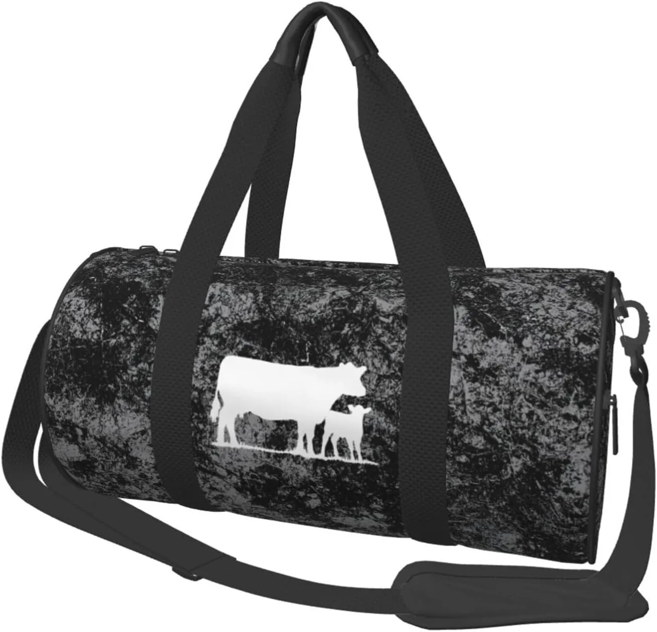Cow with Calf Convertible Garment Bag with Shoulder Strap, Carry on Garment Duffel Bag for Men Women - Rolling Foldable for Travel Luggage Bags (Black)
