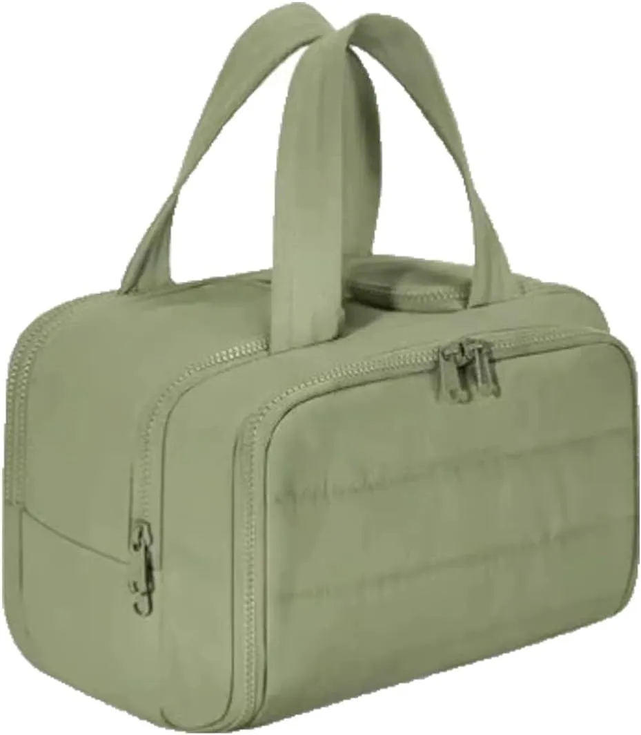 Curetoaway Travel Cosmetic Bag, Cureaway Large Capacity Wide-Open Travel Cosmetic Bag, Curetoaway-Z Lightweight Waterproof Puffer Toiletry, 4-In-1 Toiletry for Women (Green)