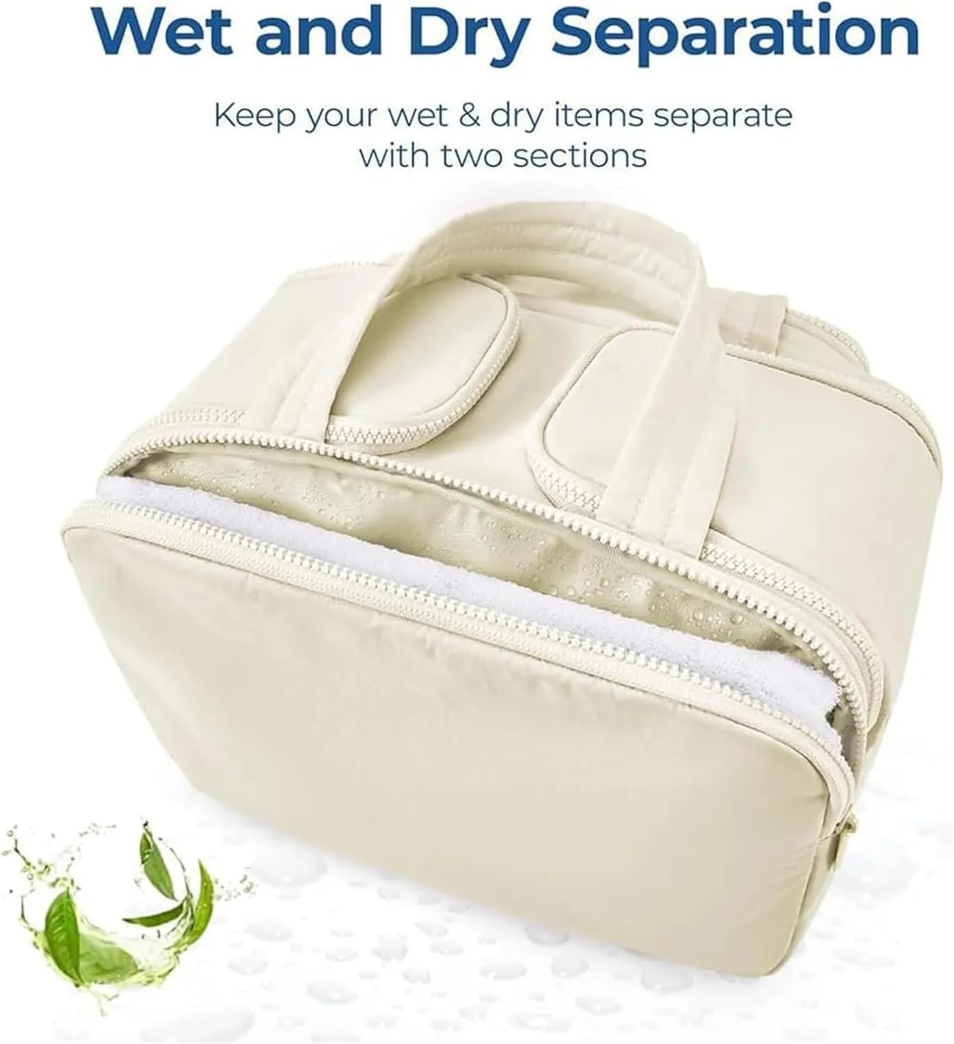 Curetoaway Travel Cosmetic Bag, Cureaway Large Capacity Wide-Open Travel Cosmetic Bag, Curetoaway-Z Lightweight Waterproof Puffer Toiletry, 4-In-1 Toiletry for Women (Khaki)