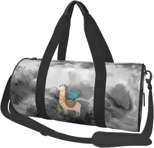 Cute Cartoon Llama Convertible Garment Bag with Shoulder Strap, Carry on Garment Duffel Bag for Men Women - Rolling Foldable for Travel Luggage Bags (Black)