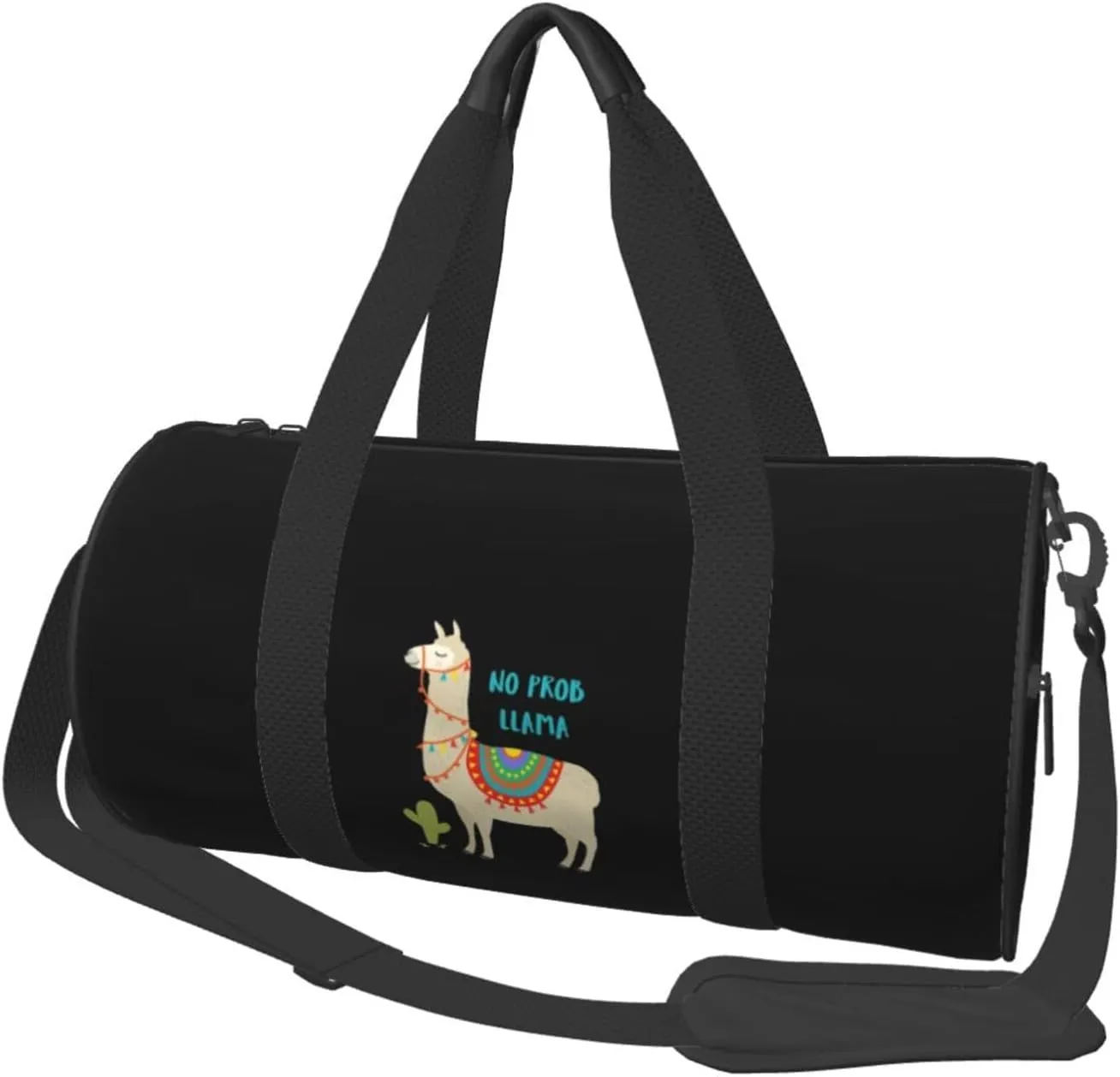 Cute Cartoon Llama Convertible Garment Bag with Shoulder Strap, Carry on Garment Duffel Bag for Men Women - Rolling Foldable for Travel Luggage Bags (Black)