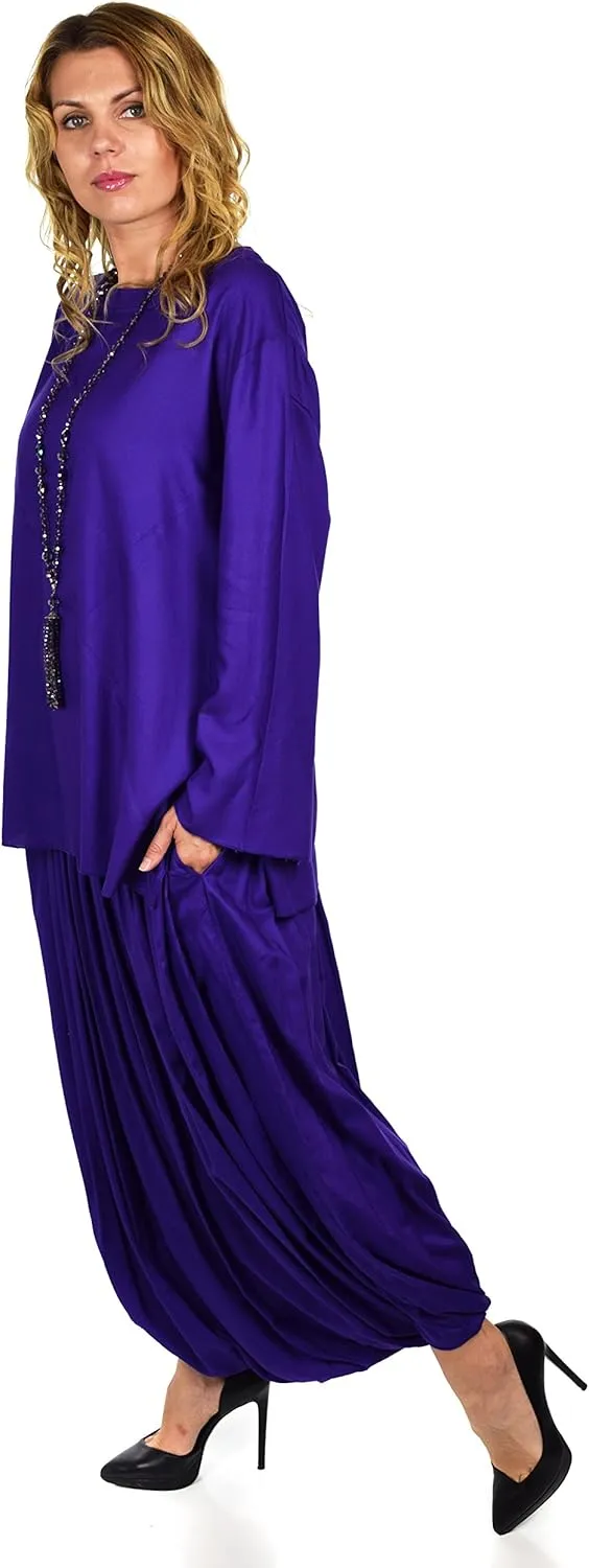 Dare2BStylish Women 2 Piece Dress Harem Pant Set Outfit with Full Sleeved Top