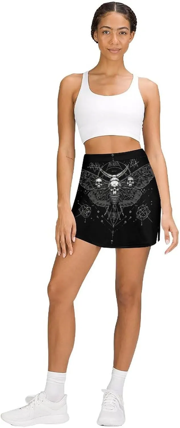 Death Moth Women's Skort Athletic Skirt Golf Skorts A-line Skirts with Built-in Shorts Pockets