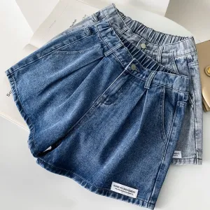 denim shorts female summer new salad waist giant flaws slim hairs A letter version of shorts