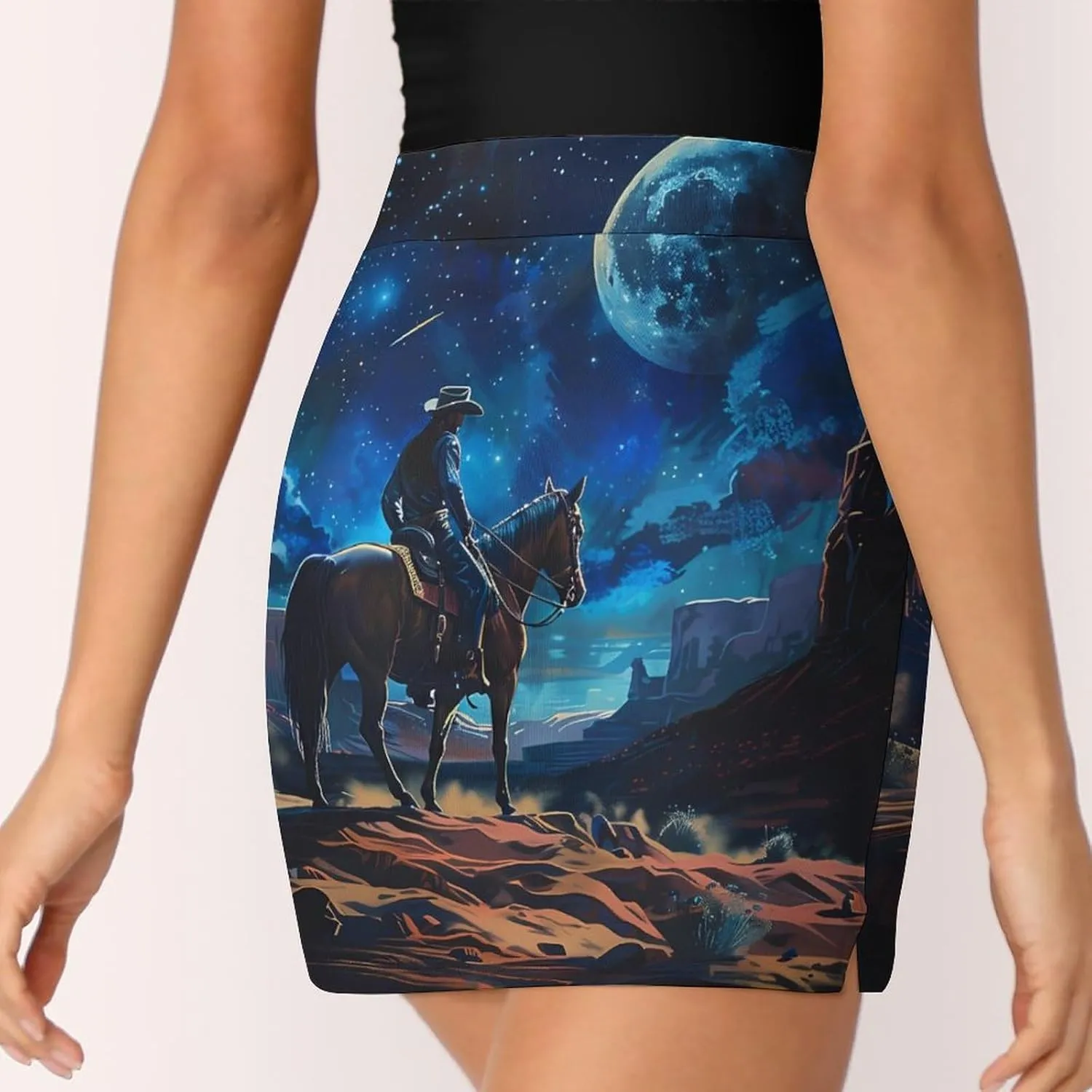 Desert Night Denim Boy Women's Skort Athletic Skirt Golf Skorts A-line Skirts with Built-in Shorts Pockets