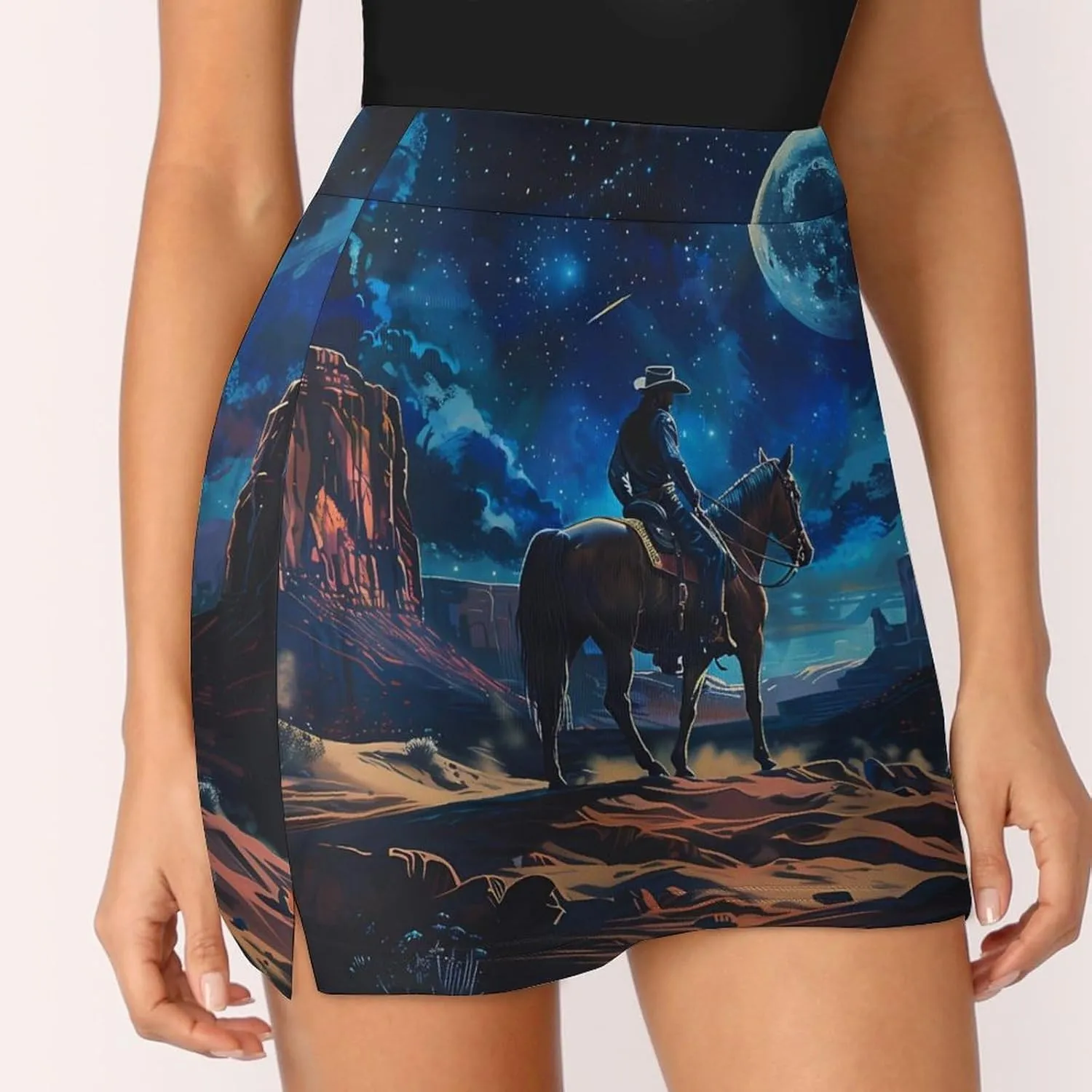 Desert Night Denim Boy Women's Skort Athletic Skirt Golf Skorts A-line Skirts with Built-in Shorts Pockets