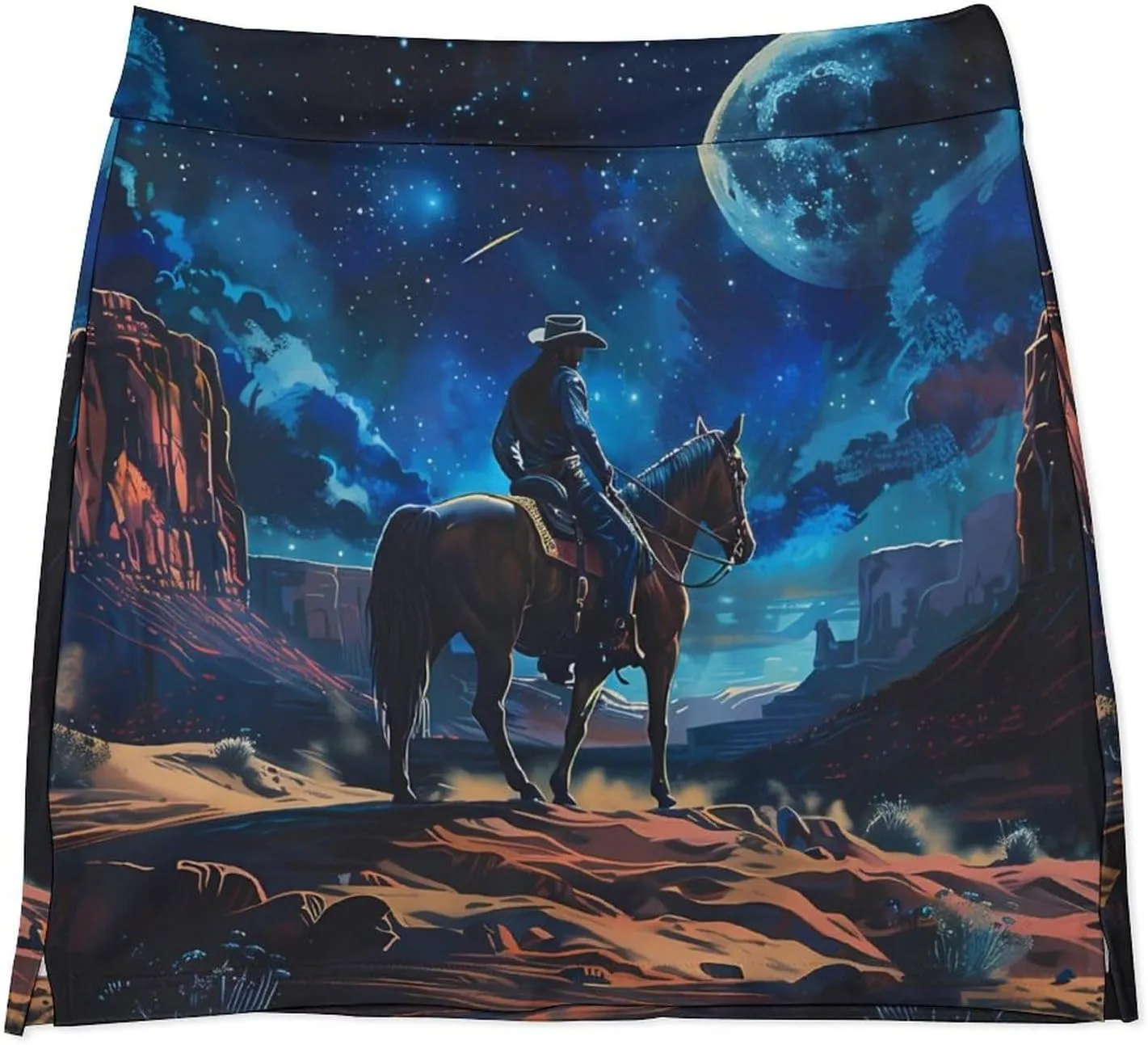 Desert Night Denim Boy Women's Skort Athletic Skirt Golf Skorts A-line Skirts with Built-in Shorts Pockets