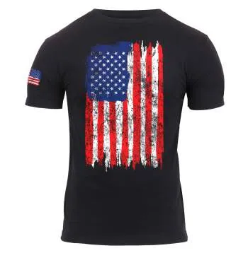 Distressed US Flag Athletic Fit T-Shirt