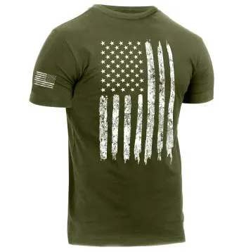 Distressed US Flag Athletic Fit T-Shirt