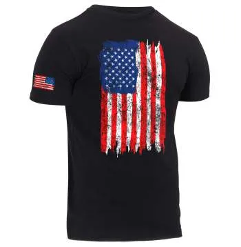 Distressed US Flag Athletic Fit T-Shirt