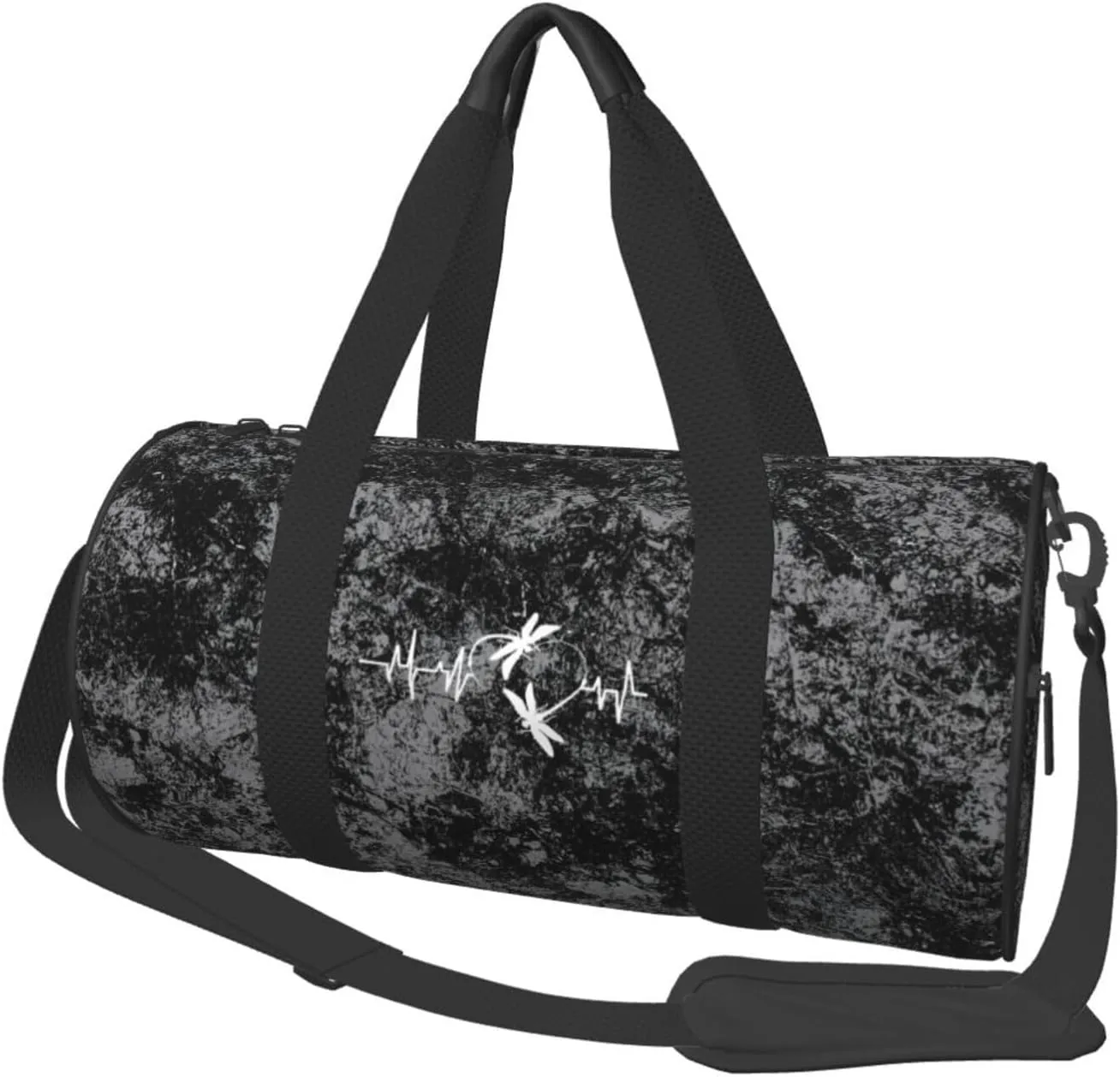 Dragonfly Heartbeat Convertible Garment Bag with Shoulder Strap, Carry on Garment Duffel Bag for Men Women - Rolling Foldable for Travel Luggage Bags (Black)