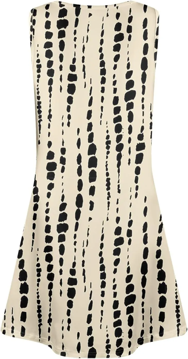 Dresses for Women Summer Boho Beach Dress Loose V Neck Sleeveless Sundresses Swimsuit with Hidden Pockets