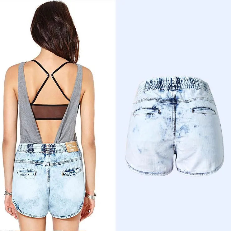 Elastic High Waist Irregular Casual Plus Size Beach Shorts