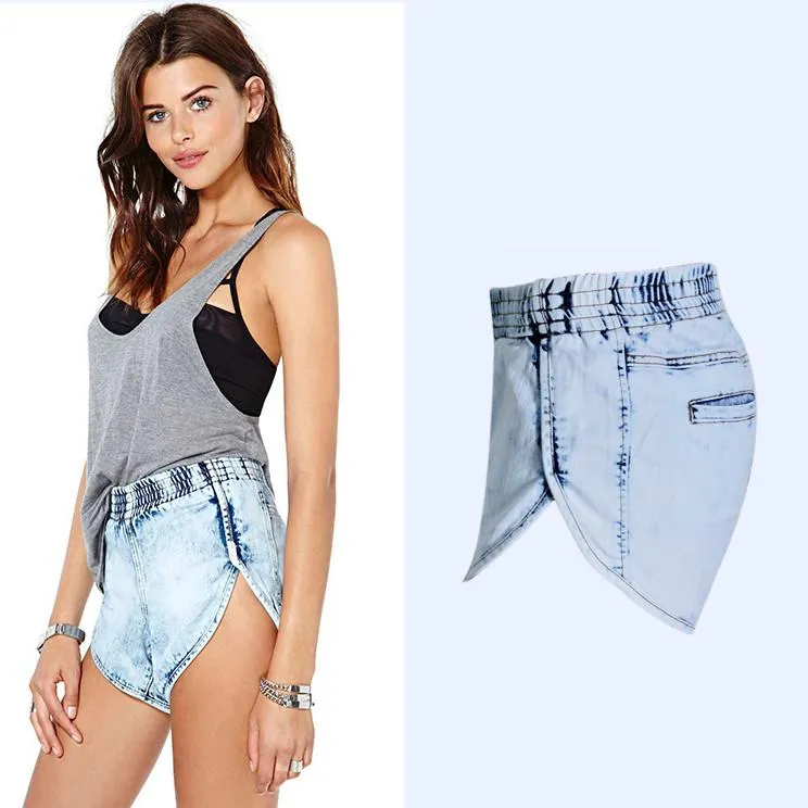 Elastic High Waist Irregular Casual Plus Size Beach Shorts
