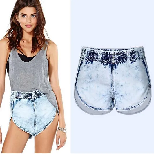 Elastic High Waist Irregular Casual Plus Size Beach Shorts