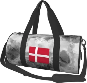 Flag Of Denmark Convertible Garment Bag with Shoulder Strap, Carry on Garment Duffel Bag for Men Women - Rolling Foldable for Travel Luggage Bags (Black)